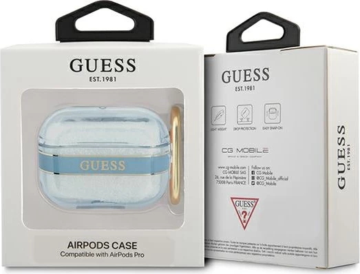 Mbështjellës Guess GUAPHHTSB për AirPods Pro, Strap Collection, kaltër