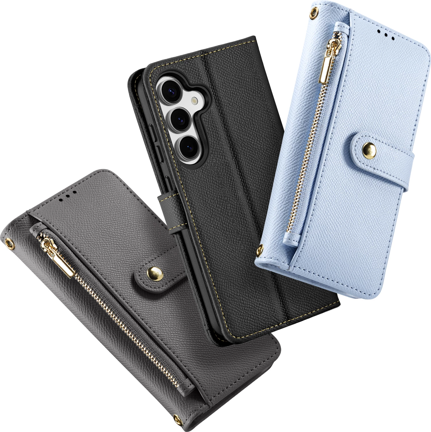 Mbështjellës Dux Ducis Lawa për Samsung Galaxy S25+, lëkurë, me portofol magnetik të ndashëm, Gri