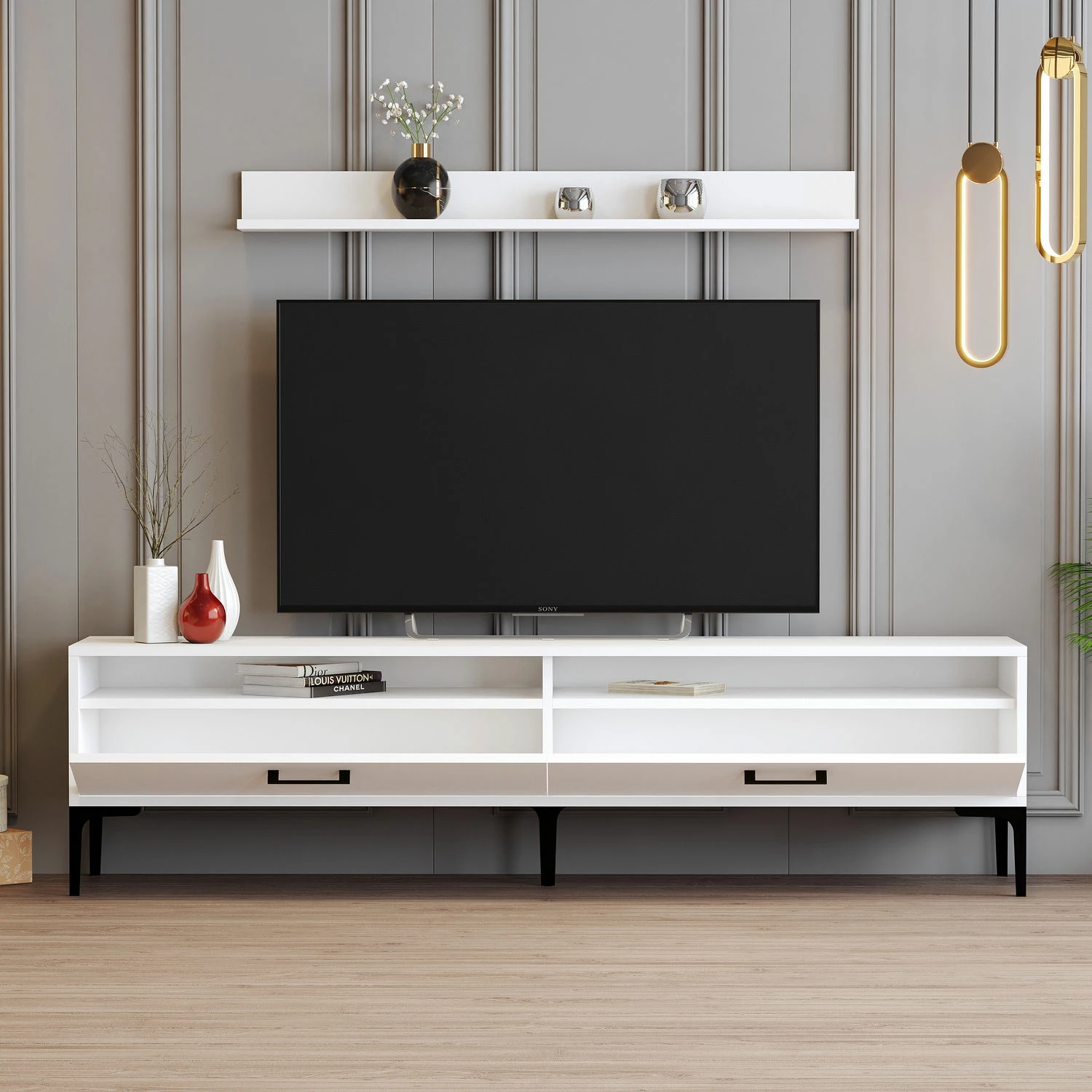 Komodë TV Hanah Home, Istanbul, e bardhë