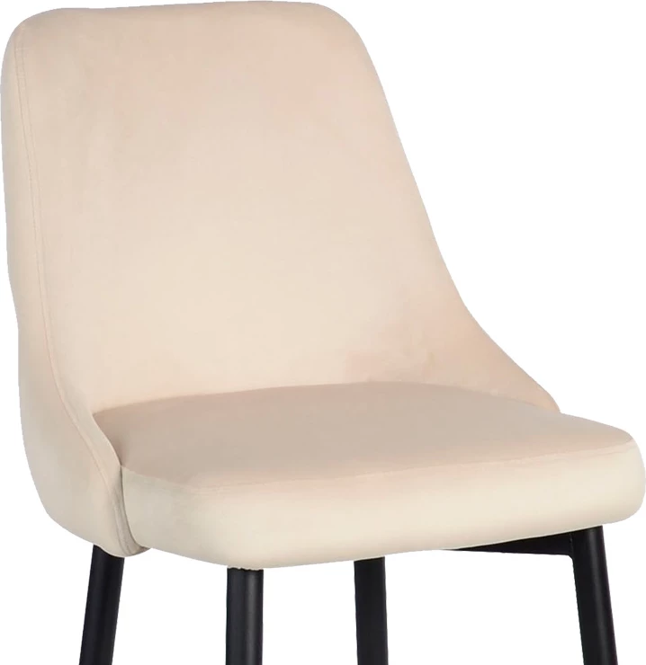 Karrige për bar Zedna, kadife bezhë, këmbë metalike të zeza, 52x57x111cm