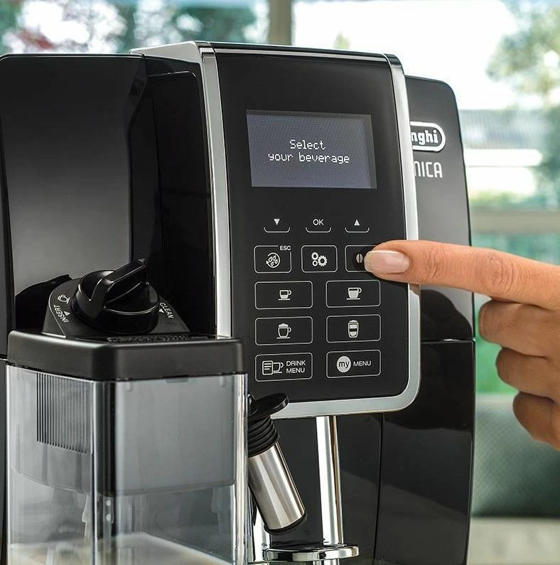 Aparat espresso automatik DeLonghi Dinamica ECAM 350.55.B, 1.8 L, 15 bar, me mulli dhe frother qumështi, i zi