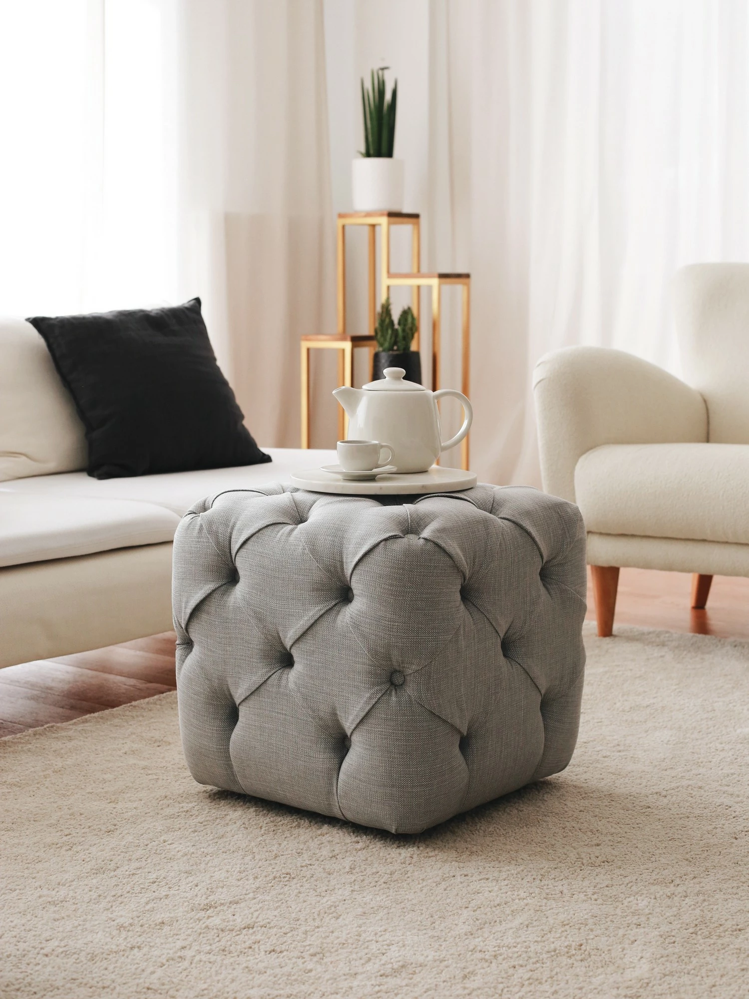 Puf Atelier del Sofa, Kup Chester, ngjyrë gri