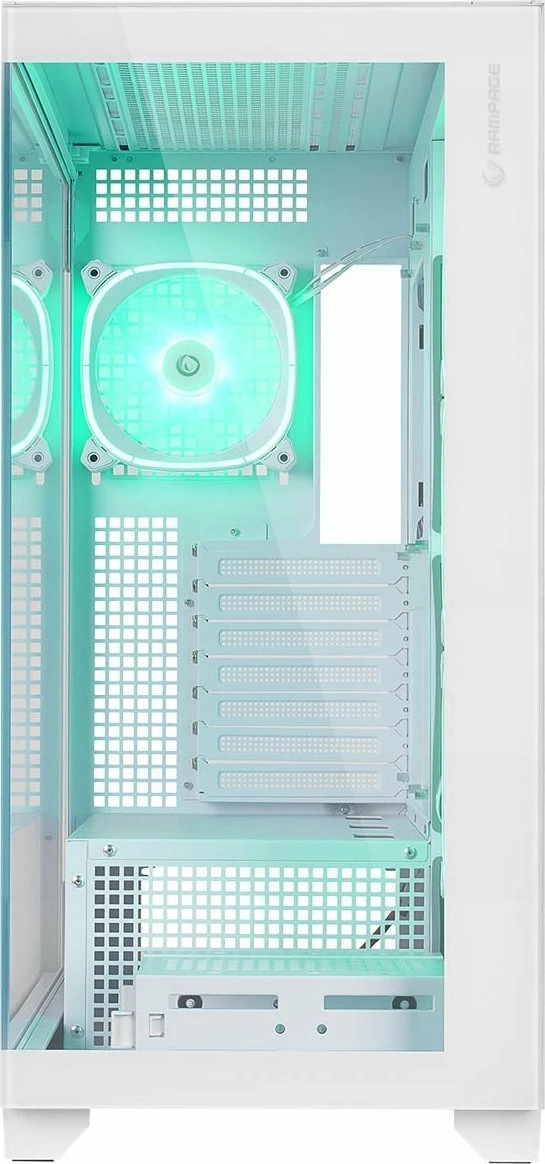Kasë Rampage Hydra V1 ARGB Midi Tower ATX/mATX/ITX, USB-C, 4 ventilatorë + hub, e bardhë