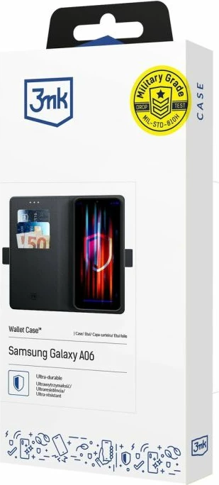 Wallet case 3mk Protection për Samsung Galaxy A06, e zezë