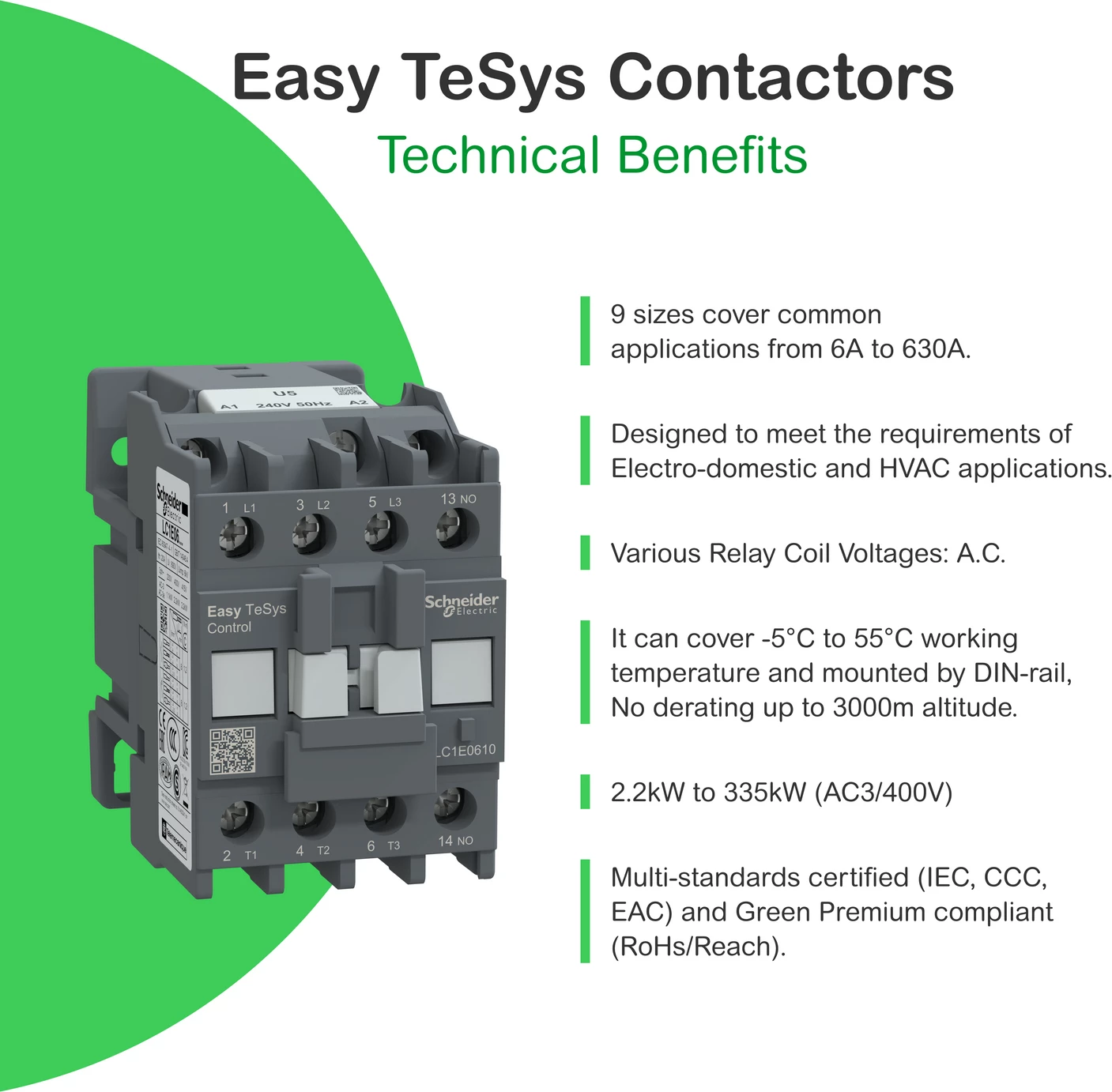 Kontaktor Schneider Electric LC1E0901M5 4 kW  220V AC