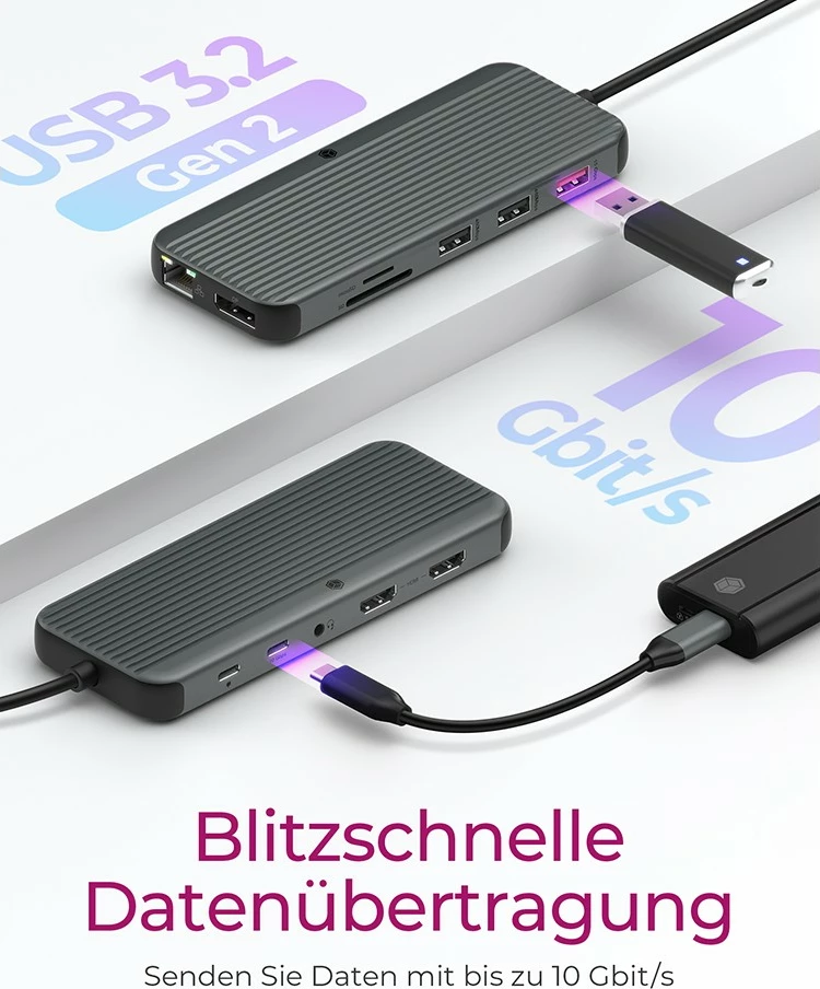 Stacion dokimi ICY BOX, USB Type-C, 100W, 2x HDMI, 1x DisplayPort, Ethernet, i zi/gri