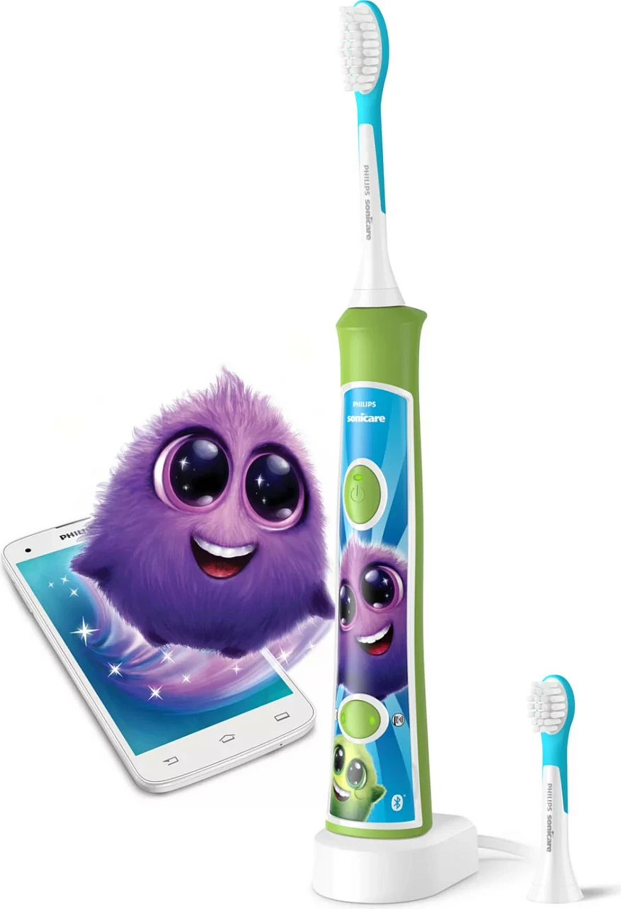 Furçë dhëmbësh elektrike Philips Sonicare For Kids HX6352/11, me aplikacion, 2 koka, jeshile