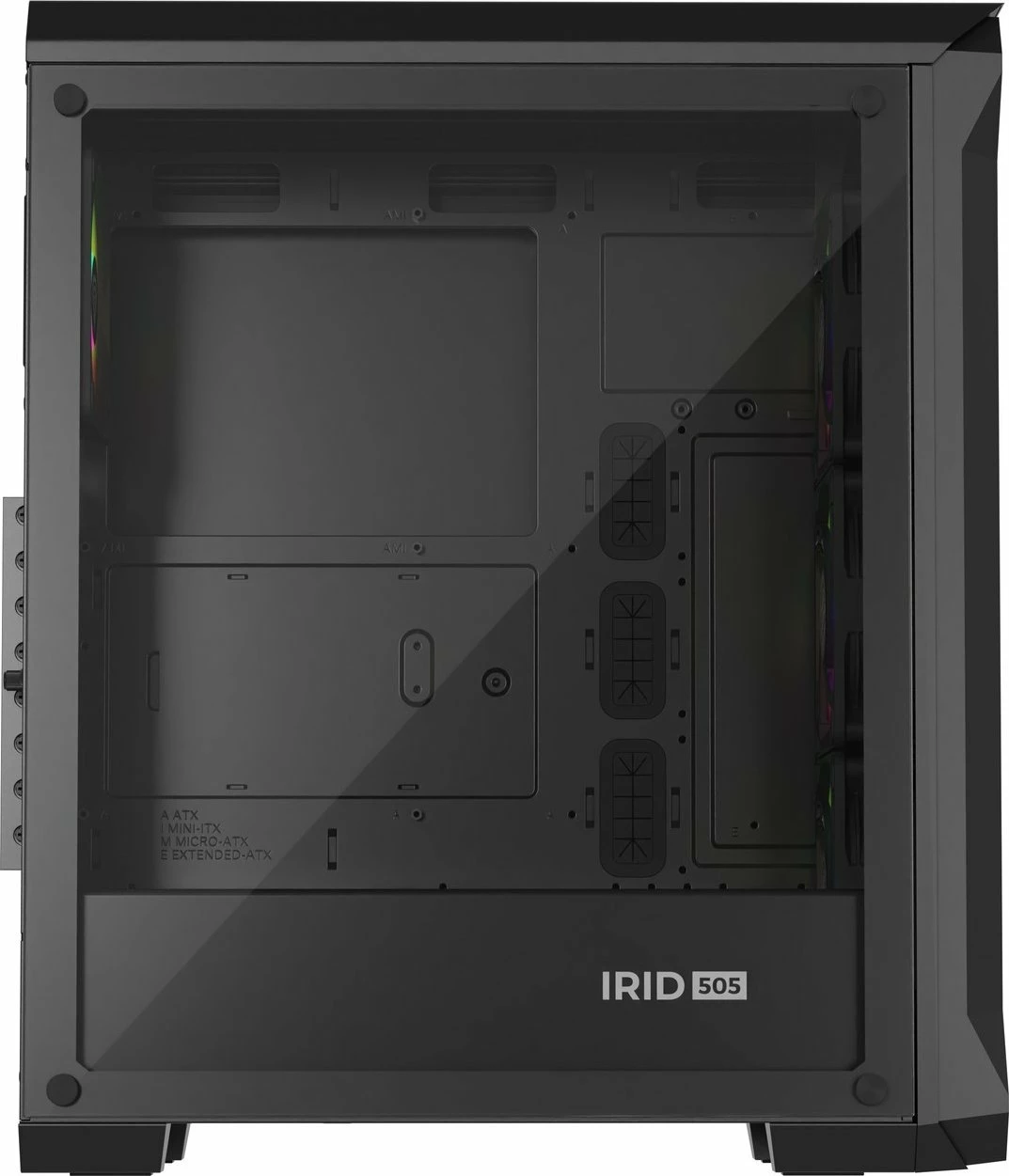 Kasë GENESIS Irid 505 ARGB V2 NPC-1518 Midi Tower ATX/Micro ATX/Mini-ITX, 4x120mm ARGB fan, xham i kalitur, e zezë