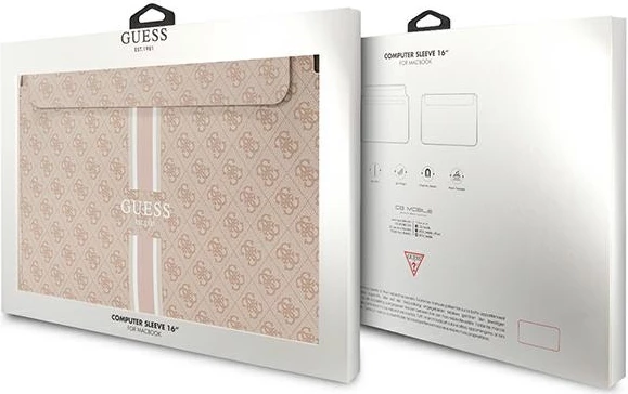 Mbështjellës laptopi Guess 4G Printed Stripes, deri 16", Rozë