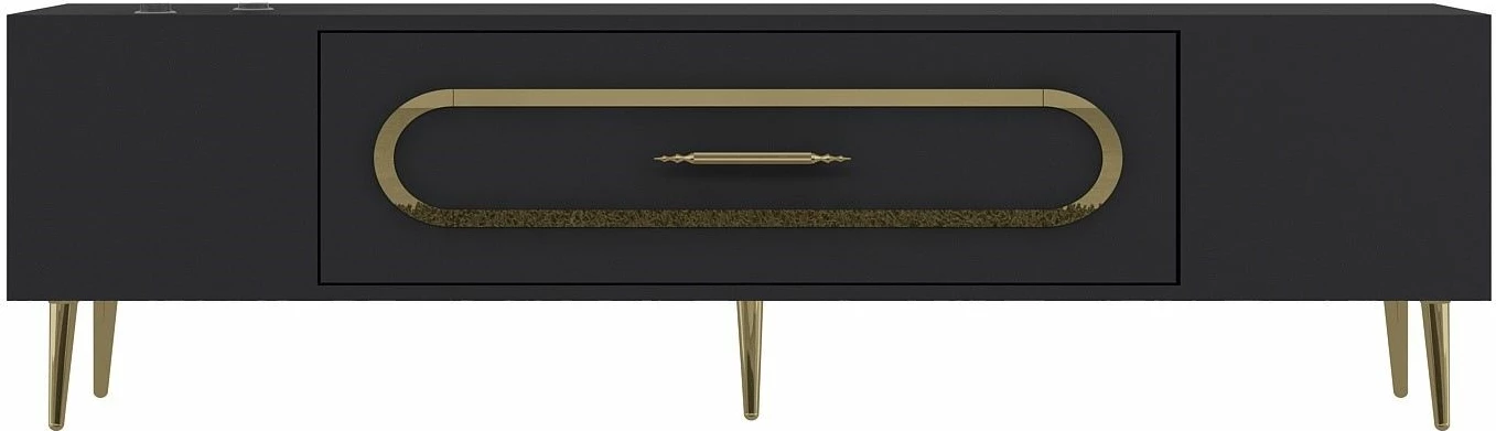 Komodë TV Skye Decor, anthracite, gold, Dekop3