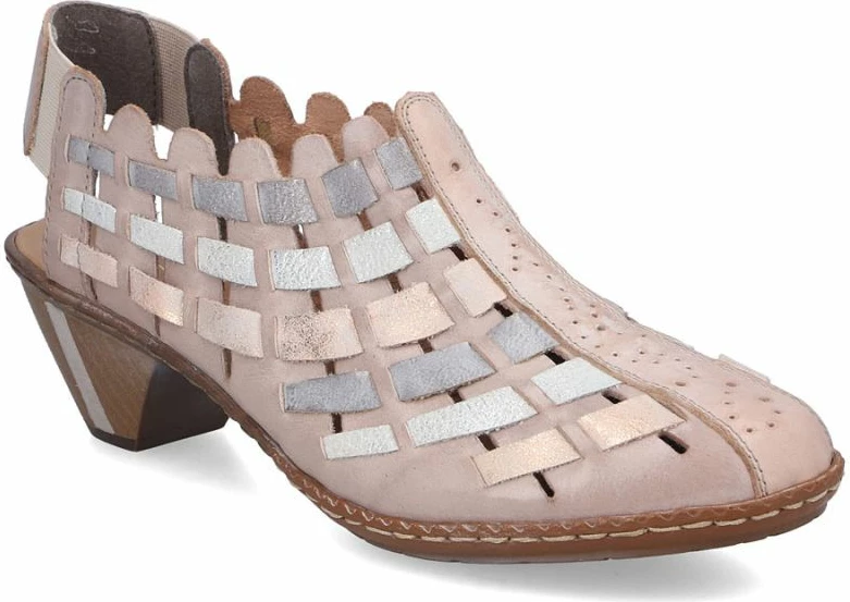 Këpucë me take për femra Rieker 46778-64, krem