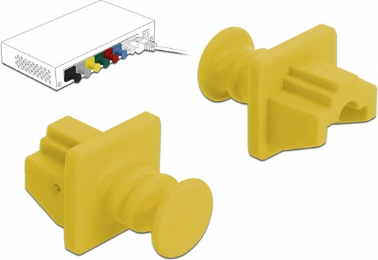 Kapak anti-pluhur DeLOCK 86511 për portë RJ-45, set 10 copë, i verdhë