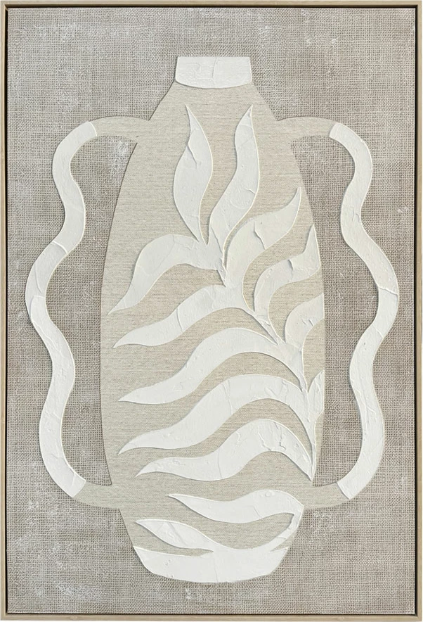 Pikturë dekorative me motiv gruri, kornizë, bezhë e bardhë, 80x120x4cm