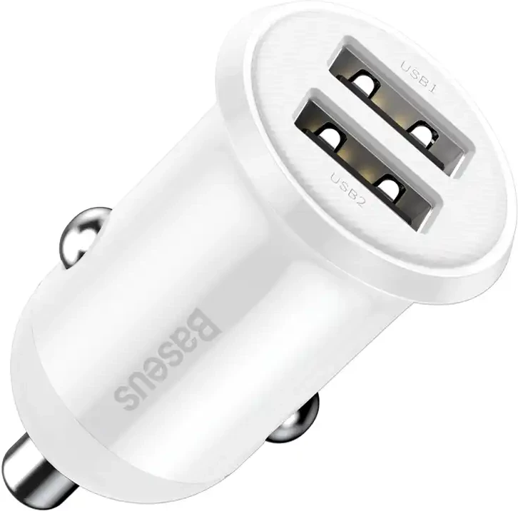 Karikues veture Baseus CCALLP-02, 2x USB-A, 24W, bardhë