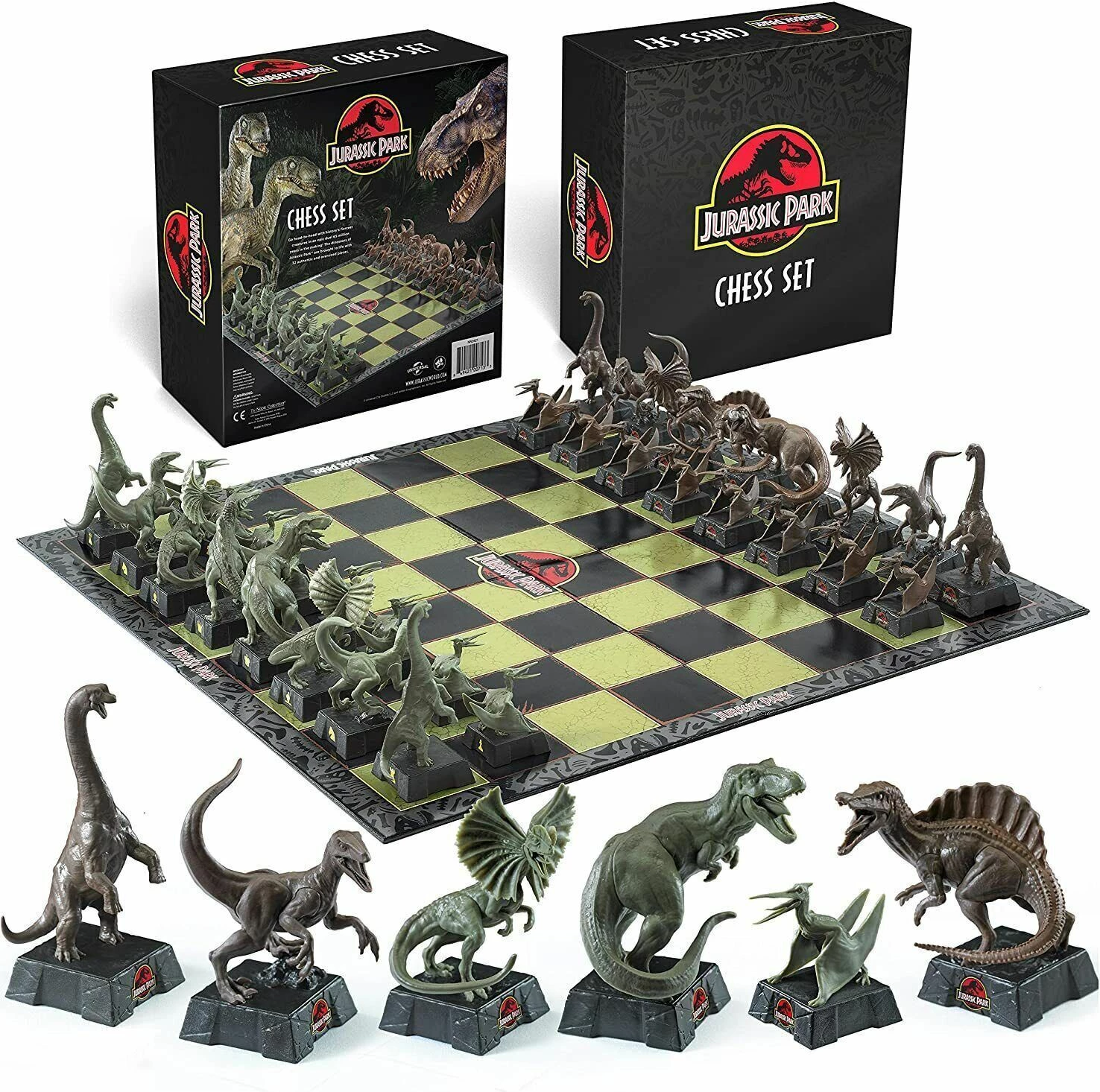 Set shahu Jurassic Park NOBLE COLLECTION Universal, 47 x 47 cm, 32 figura dinosauri