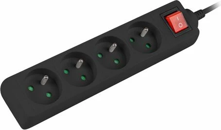 Zgjatues rryme Lanberg PS1-04E-0150-BK 4 priza 1.5 m me switch, i zi