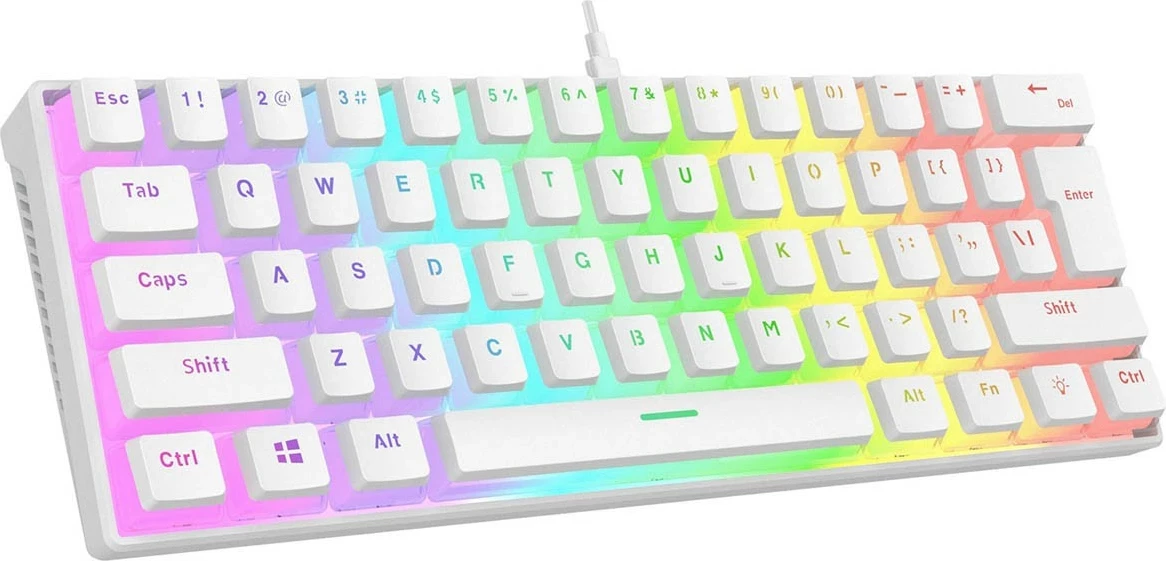 Tastierë gaming Rampage Radiant K11, 60%, RGB, Blue Switch, e bardhë