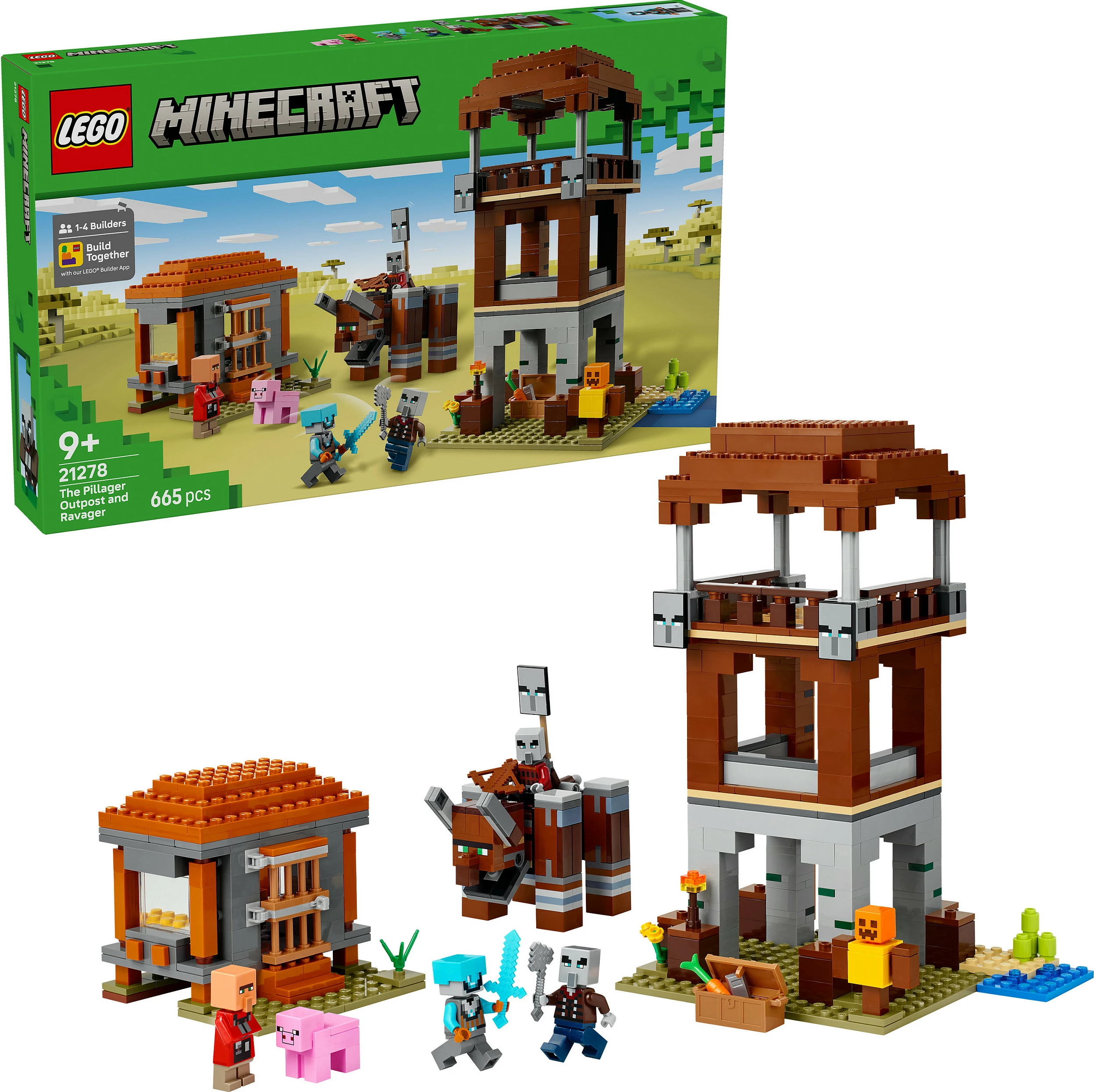 Set ndërtimi LEGO Minecraft The Pillager Outpost and Ravager 21278, 665 copë, shumëngjyrësh
