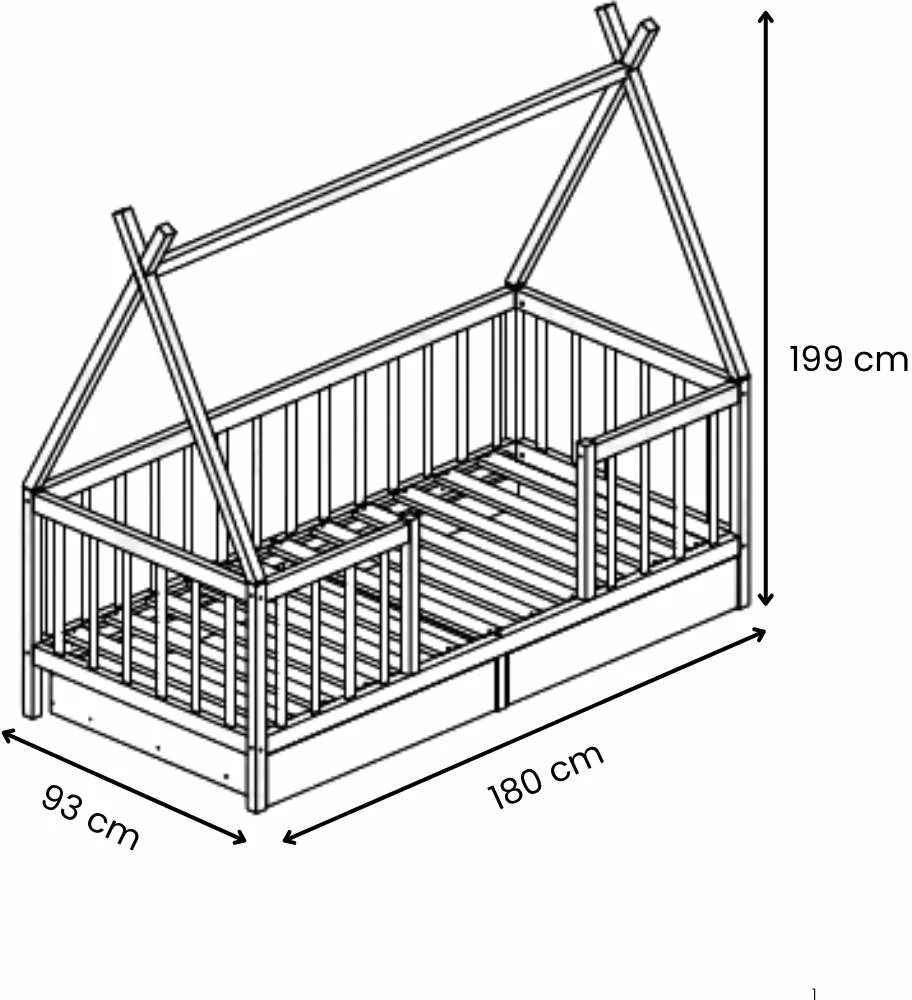 Krevat shtëpizë për fëmijë, ngjyrë natyrale, Skye Decor, Woody