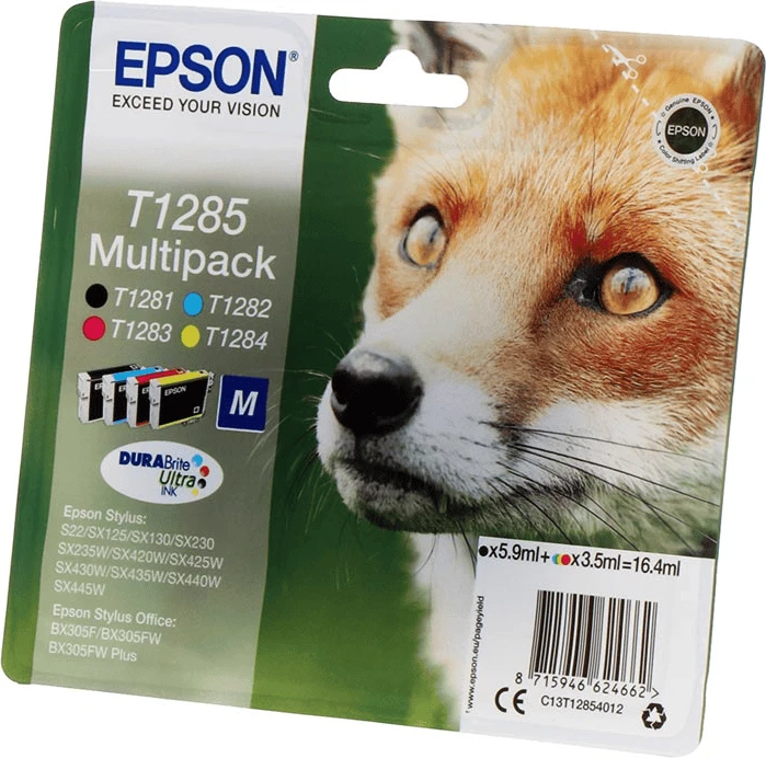 Bojë printeri, Epson, T1285 C13T12854012, DURABrite Ultra 16.4 ml, e zezë/cian/magenta/e verdhë, multipack