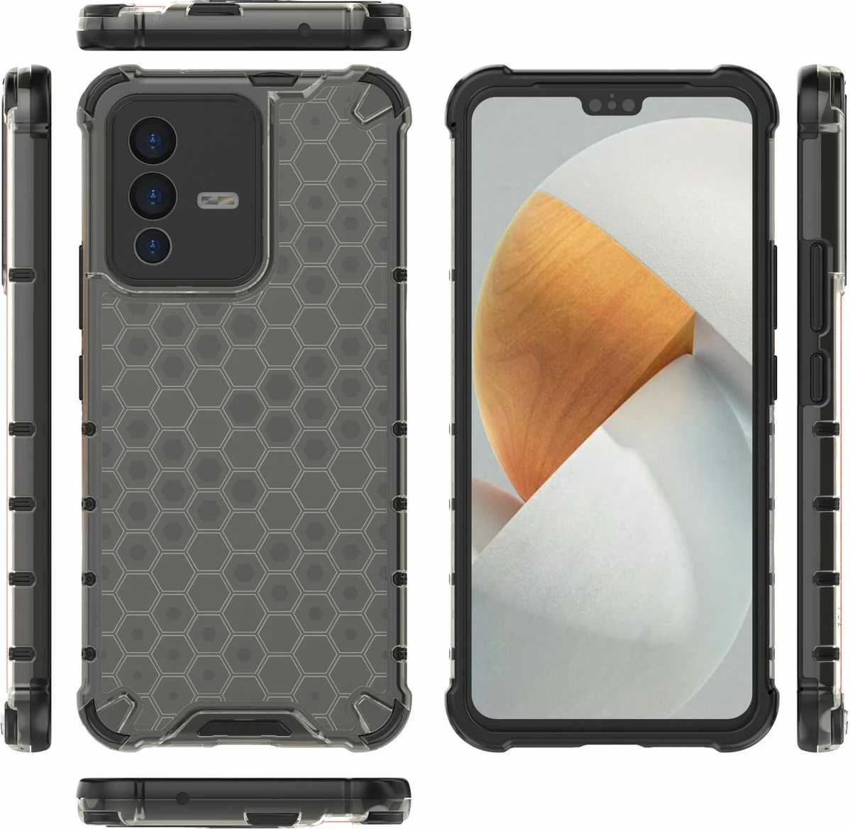 Mbështjellës Hurtel honeycomb për Vivo V23 5G, i zi