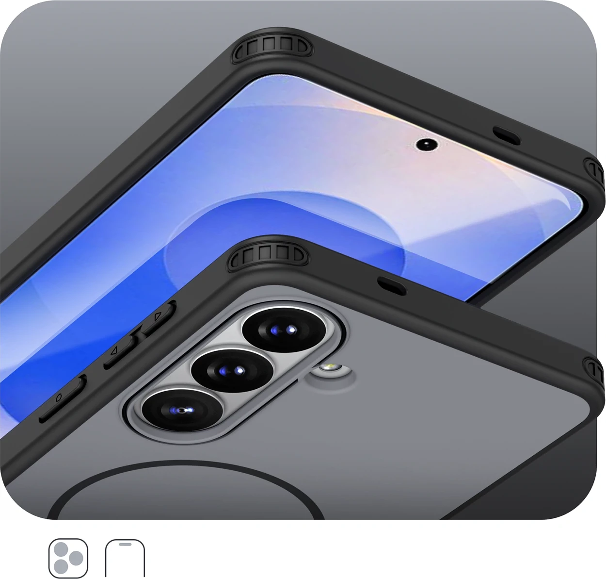 Mbështjellës Hurtel Hybrid Armor T për Samsung Galaxy A57, magnetik 2800 Gauss, TPU+PC, mbrojtje rënie deri 4.8 m, finish mat, i zi