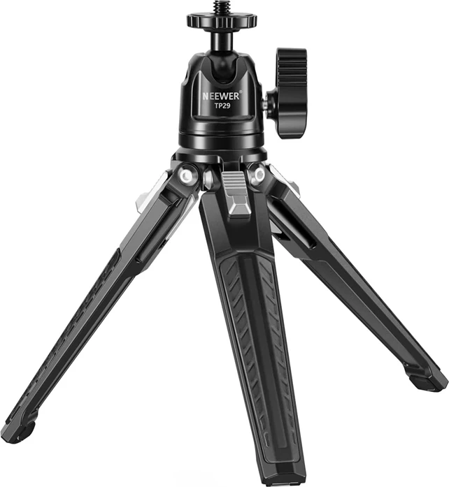 Mini tripod metalik Neewer TP29, 3 kg, 17.5 cm, i zi, me kokë ball