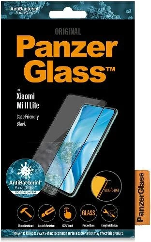 Xham mbrojtës PanzerGlass për Xiaomi Mi 11 Lite 5G, E2E, kornizë e zezë, antibakterial