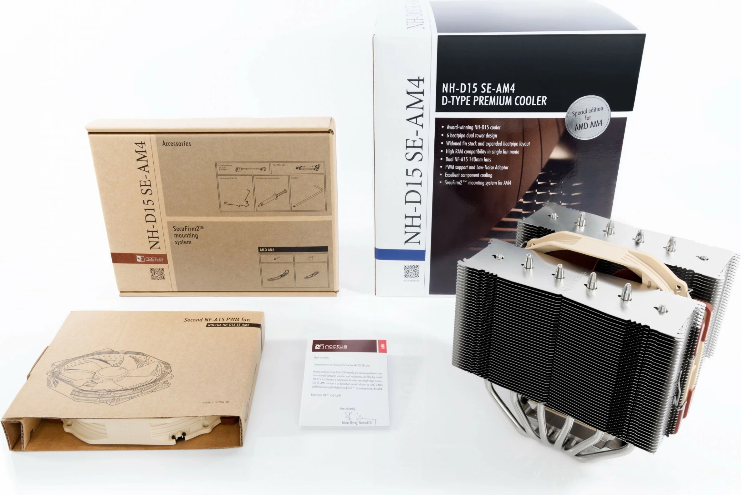 Cooler Noctua NH-D15 SE-AM4, 2 ventilatorë, për Socket AM4, bezhë/kafe