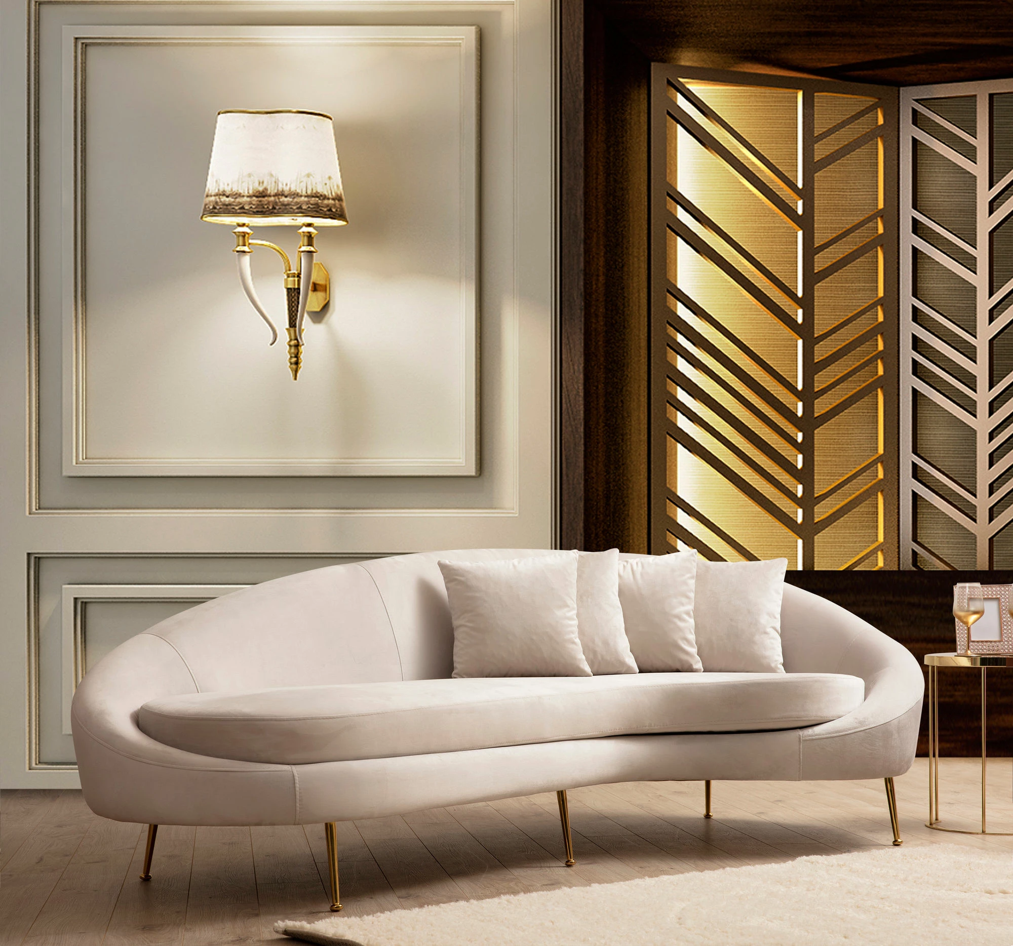 Divan treshe Atelier del Sofa, Eses Right, bezhë