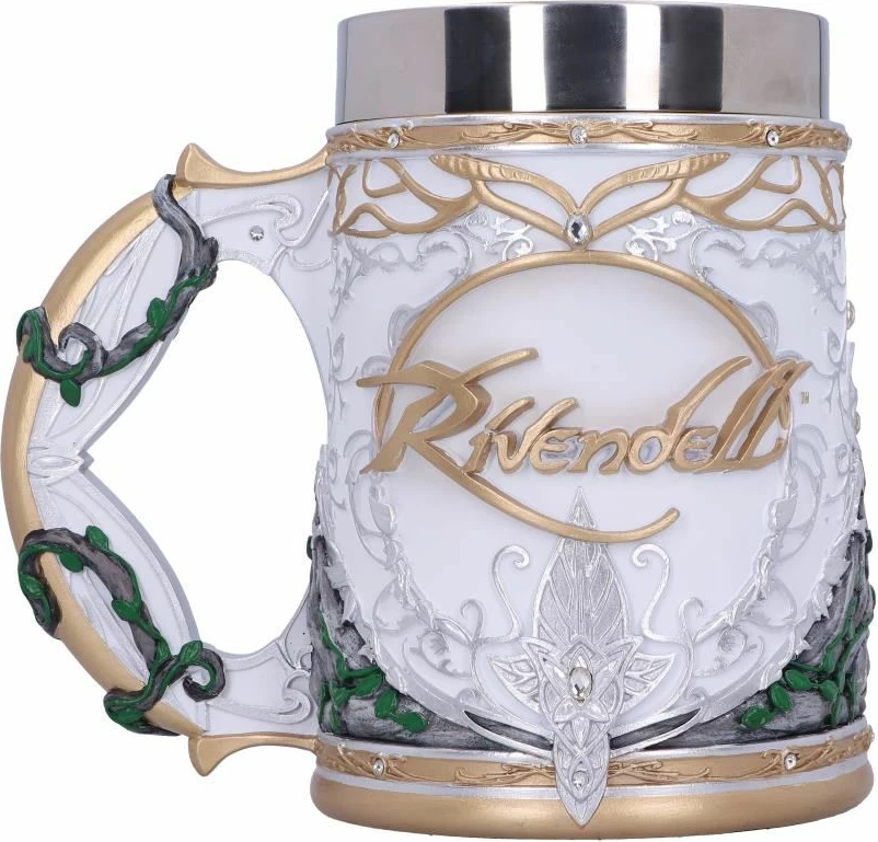 Mug NEMESIS NOW Rivendell (Lord of the Rings), resin e pikturuar me dorë, bardhë/ari/jeshile
