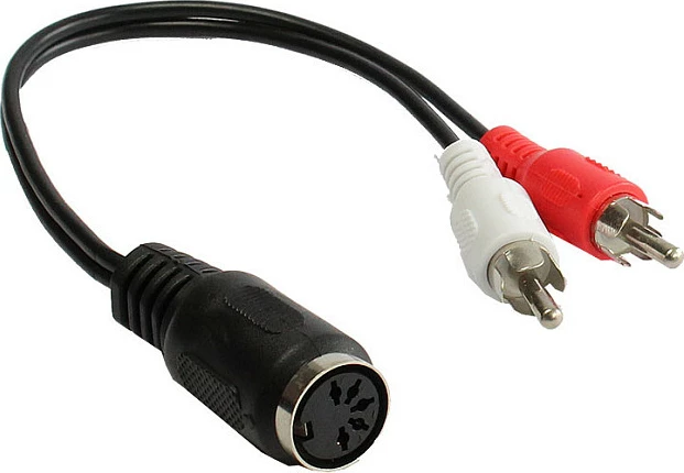 Adapter audio GoodConnections 2xRCA (Cinch) mashkull në DIN 5-pin femër, 0.2 m, zi/kuqe/bardhë