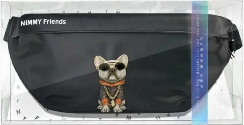 Çantë krahu Nimmy Crossbody Glasses Cool Dog, e zezë