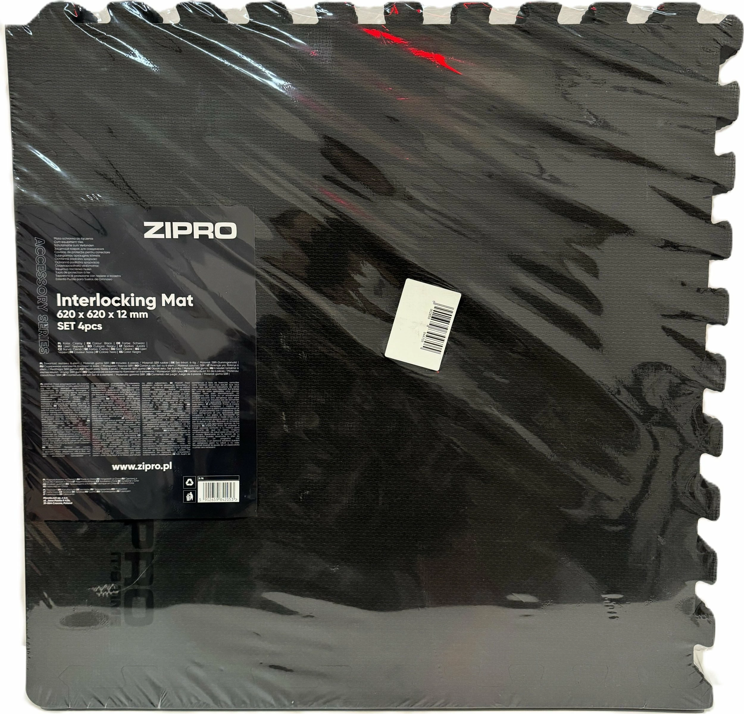 Mat trajnimi modular puzzle Zipro 62x62cm, 12mm, 4 copë, e zezë