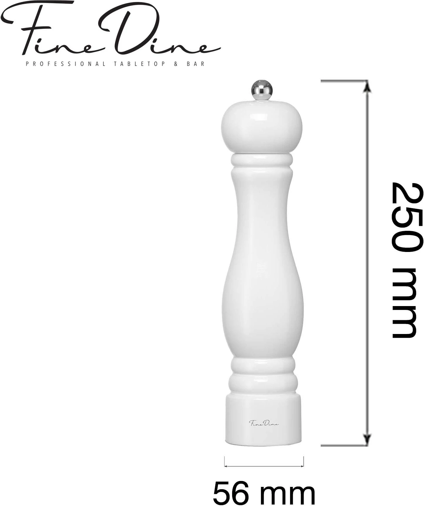 Mulli kripë Fine Dine Monolith 250mm, mekanizëm qeramik, 32ml, i bardhë