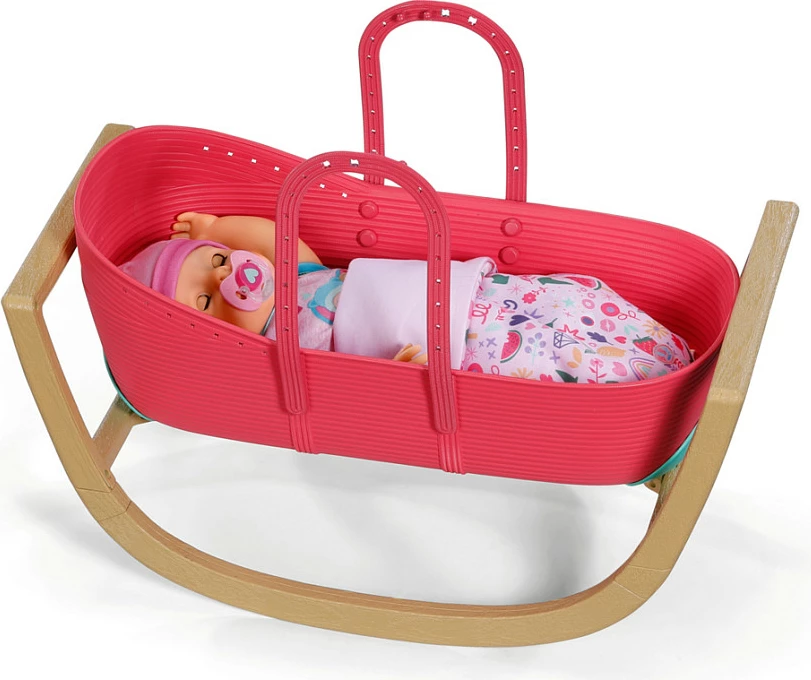 Krevat për kukulla Zapf Creation BABY born Pinplay Bassinet 3 në 1, me lëkundje, shumëngjyrësh