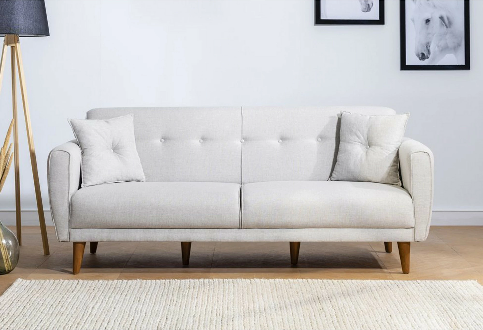 Set divani-krevat Atelier del Sofa, Aria-TKM05-1005, krem