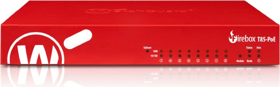 Firewall WatchGuard Firebox T85-POE, 4.96 Gbit/s, PoE+, i kuq