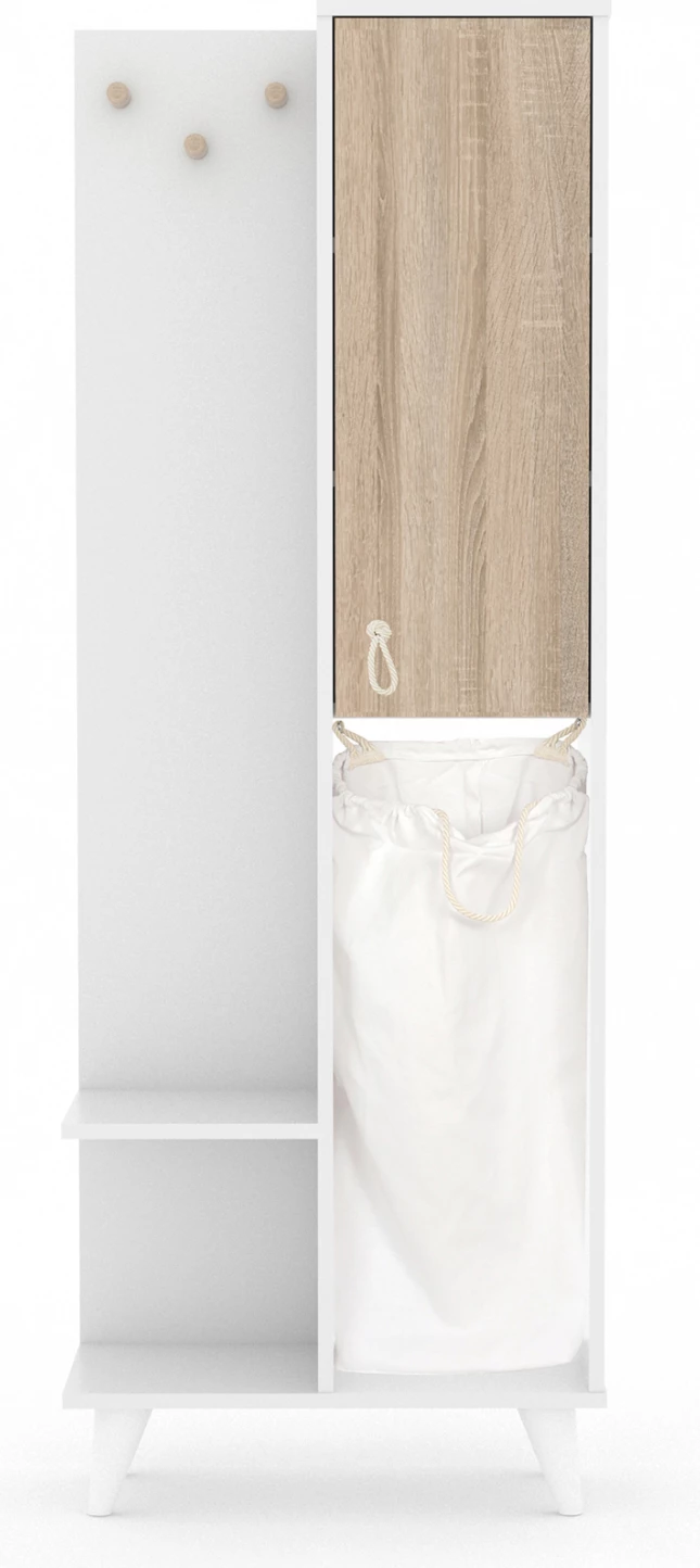 Mobilje banjoje prej melamine me shportë FH178, ngjyrë e bardhë dhe sonama, 64x30x178Y cm