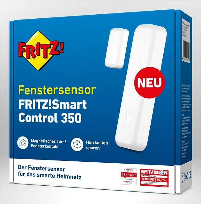 Sensor dere/dritare FRITZ Control 350, wireless, 40 m, 2x bateri alkaline, i bardhë