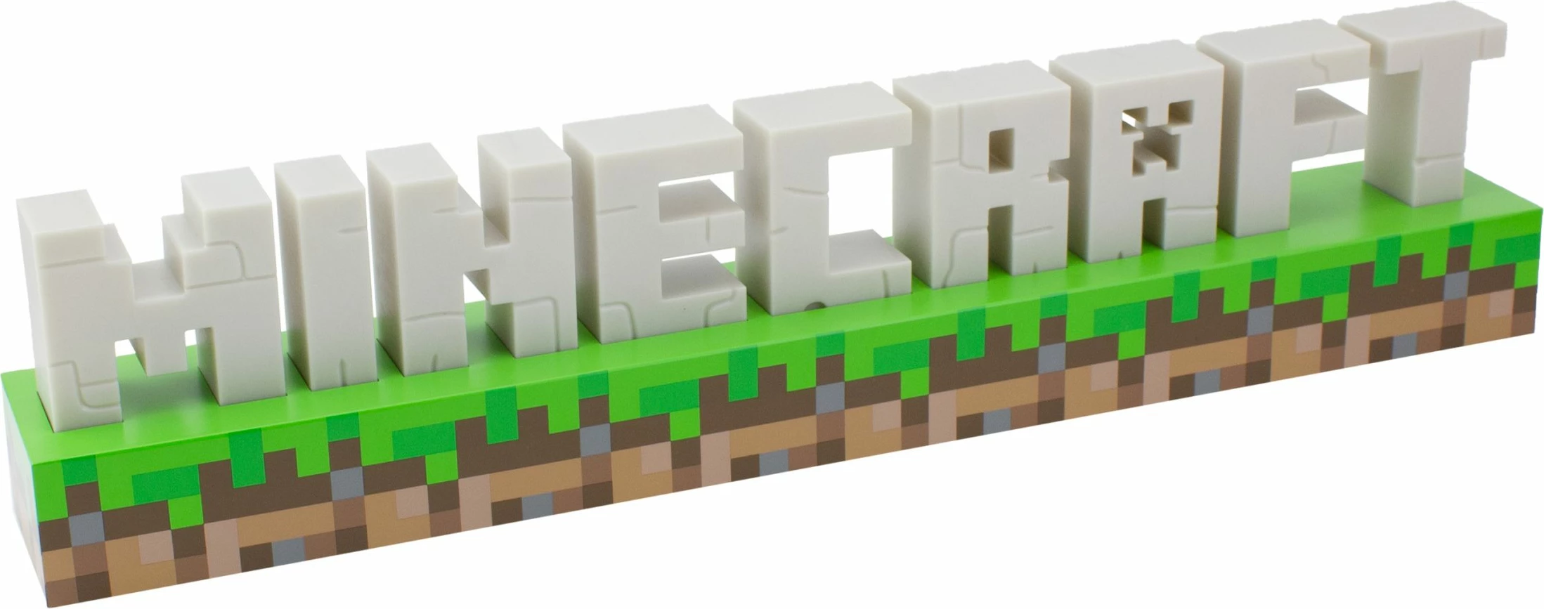 Llambë tavoline Paladone Minecraft Logo 41.2 cm, USB/3x AAA, e bardhë/jeshile