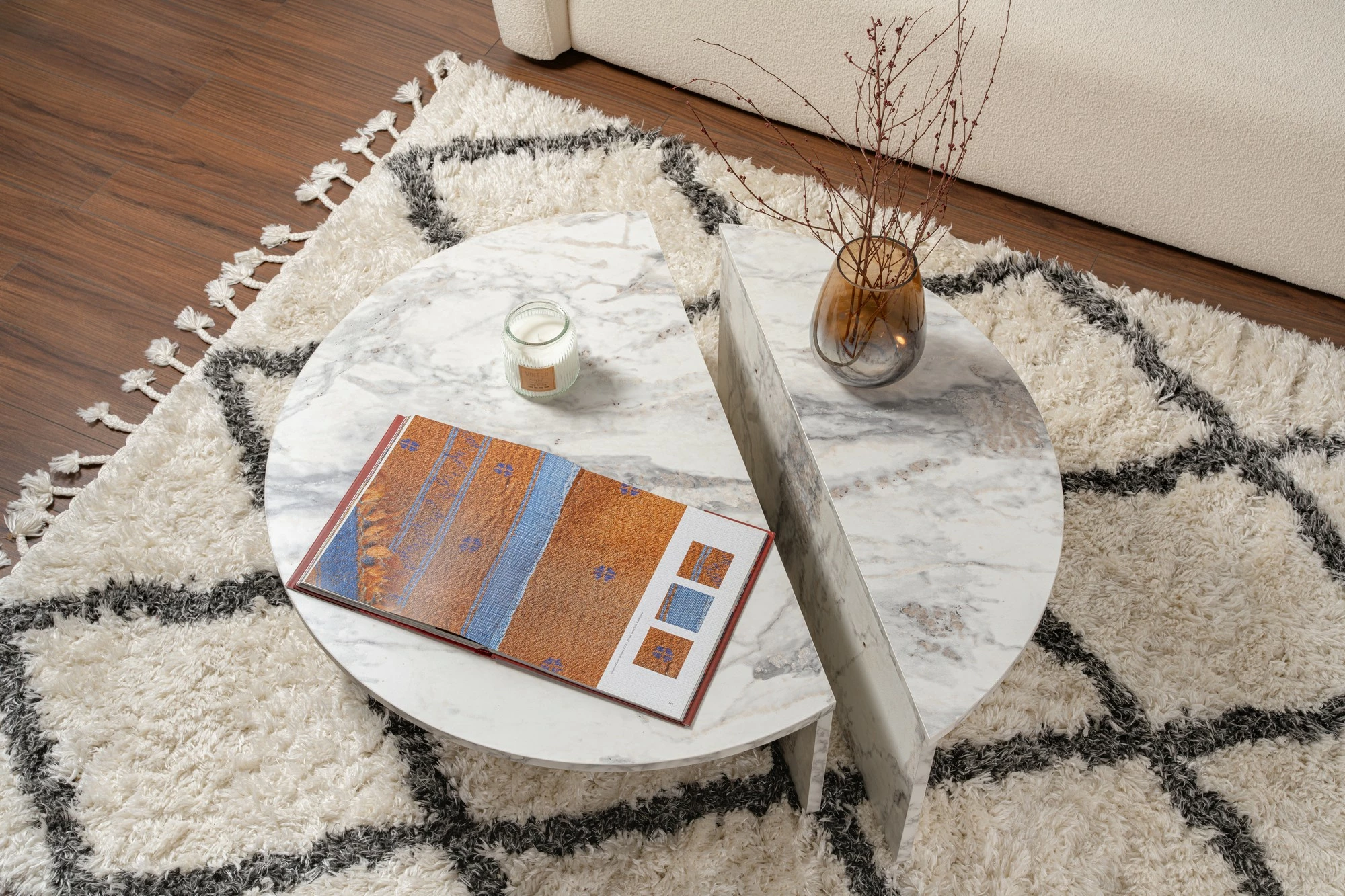 Set tavolinash kafeje Nordure Orion, mermer Frezya