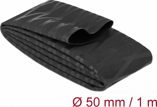 Tub termo-tkurrës DeLOCK Heat Shrink Tube X-pattern, 1 m, Ø50 mm, 2:1, i zi