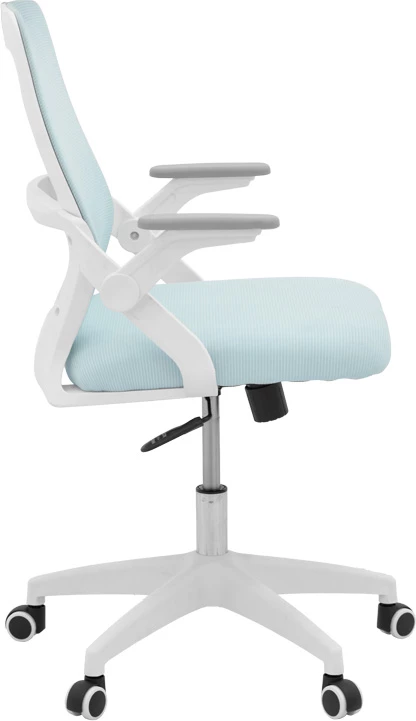 Karrige zyre Reji, material rrjetë, ngjyrë kaltër e çelët, kornizë e bardhë, 58x60x89-99cm