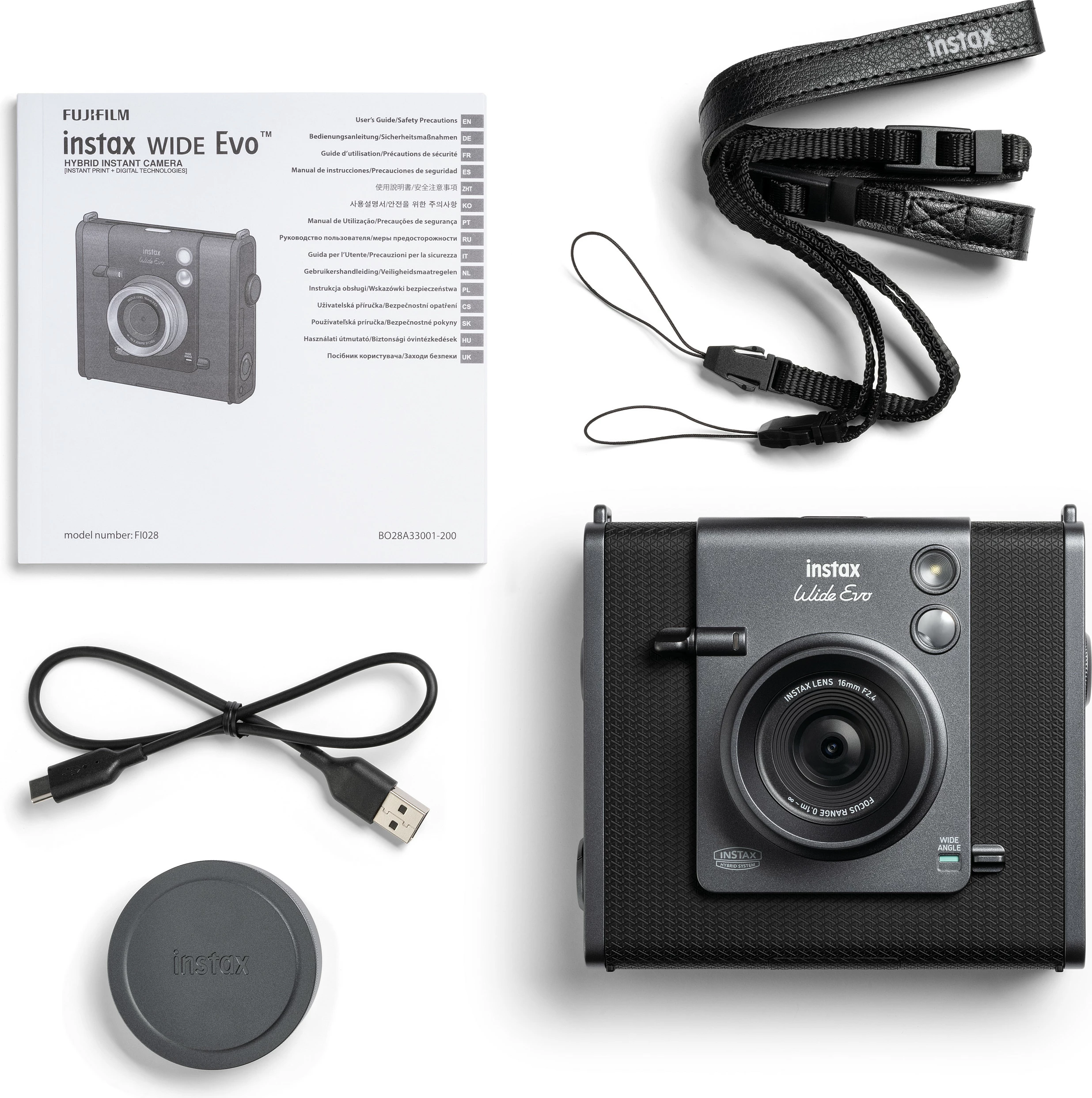 Kamerë instant hibride Fujifilm instax WIDE Evo, Bluetooth 5.1, bateri Li-Ion, e zezë
