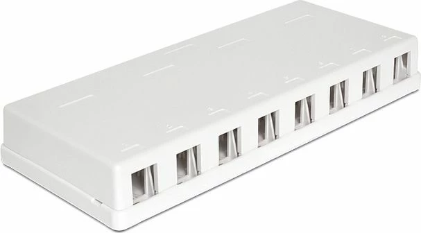 Kuti montimi në mur për module Keystone Delock 86209, 8 porta, e bardhë