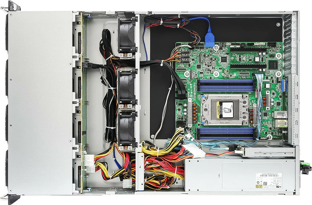 Server barebone ASRock 2U12LS2-SIENA, Socket SP6, 12x3.5" hot-swap, 800W, e zezë/argjendtë