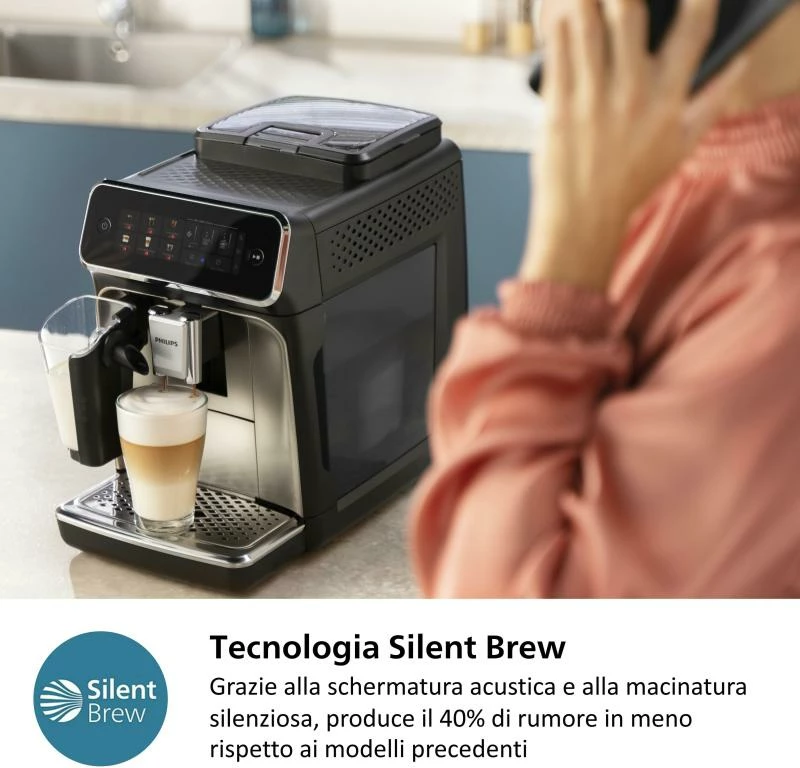 Makinë kafeje automatike Philips EP3321/40, 5 pije të nxehta dhe të ftohta, sistem qumështi LatteGo, e zezë
