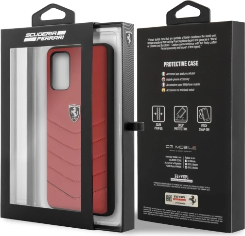 Mbështjellës Ferrari Heritage Hardcase FEHQUHCS67RE për Samsung Galaxy S20+, lëkurë natyrale, kuqe