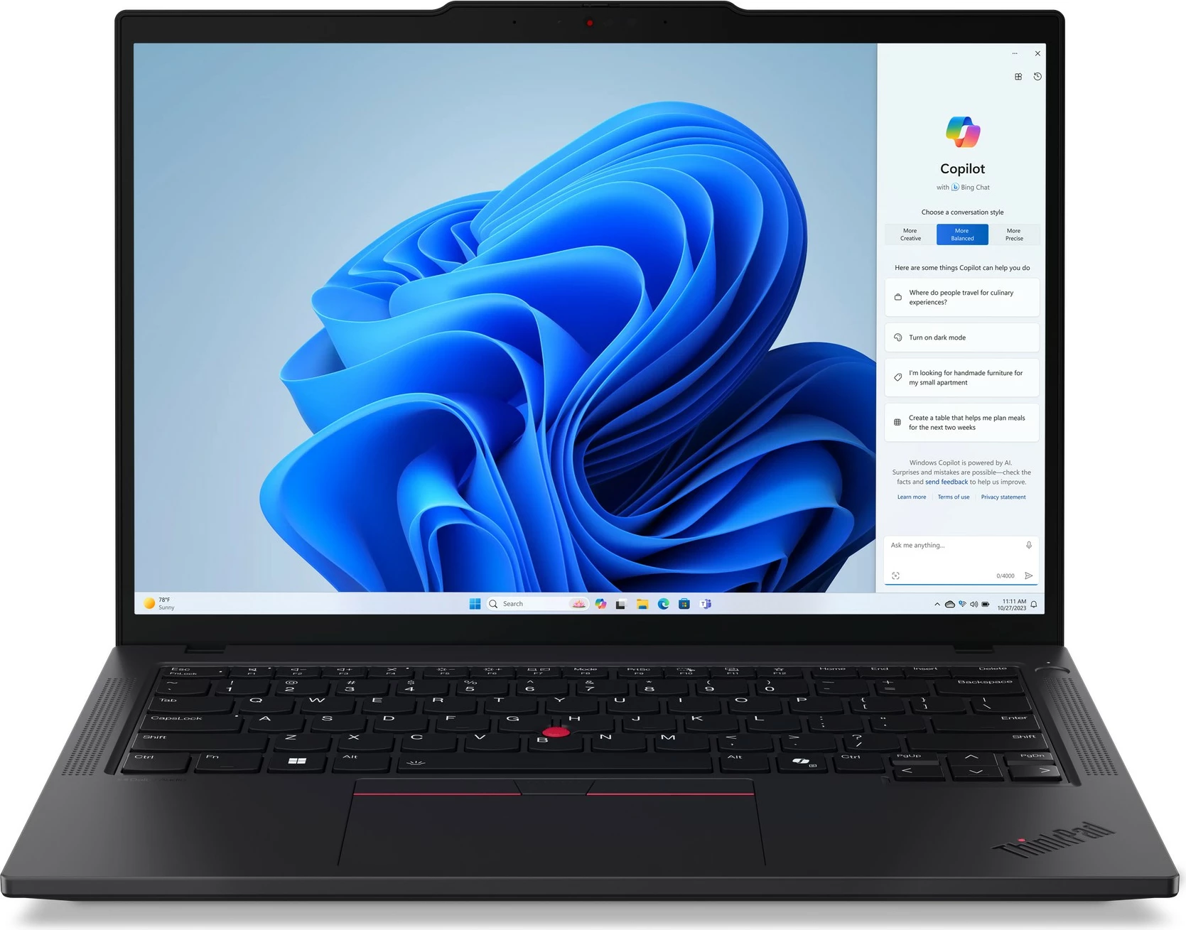 Laptop Lenovo ThinkPad T14, Intel Core Ultra 7, 32 GB RAM, 1 TB SSD, Ekran 14", Ngjyrë e zezë